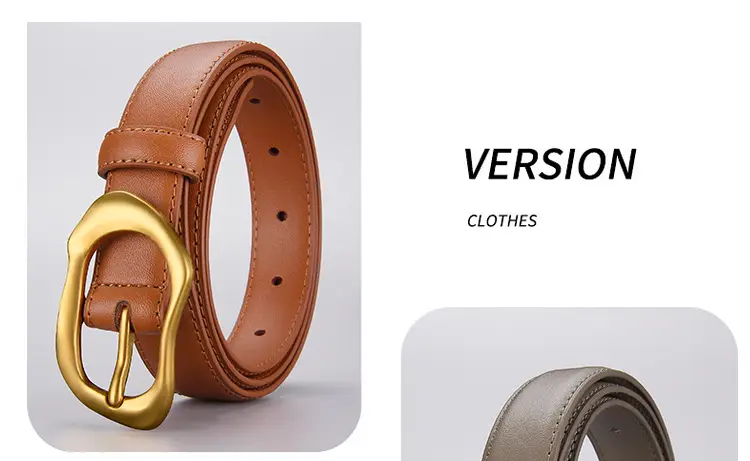 Women's Black Brown Gold Buckle Belt for Summer Matching Skirt — feature 23