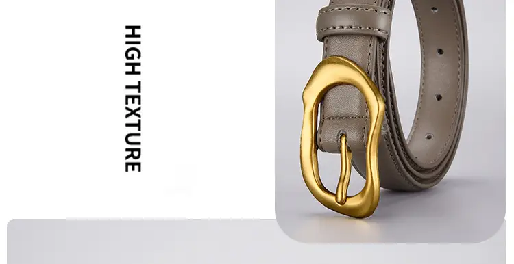 Women's Black Brown Gold Buckle Belt for Summer Matching Skirt — feature 24