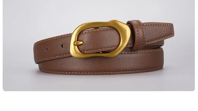 Women's Black Brown Gold Buckle Belt for Summer Matching Skirt — feature 25