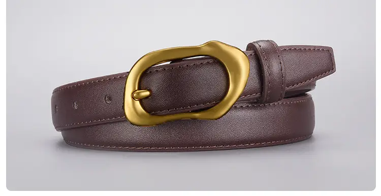 Women's Black Brown Gold Buckle Belt for Summer Matching Skirt — feature 27