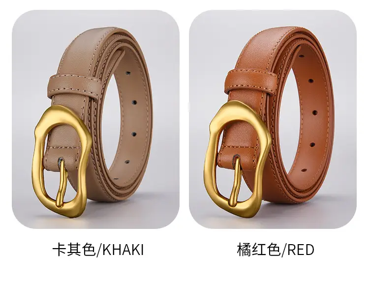 Women's Black Brown Gold Buckle Belt for Summer Matching Skirt — feature 33