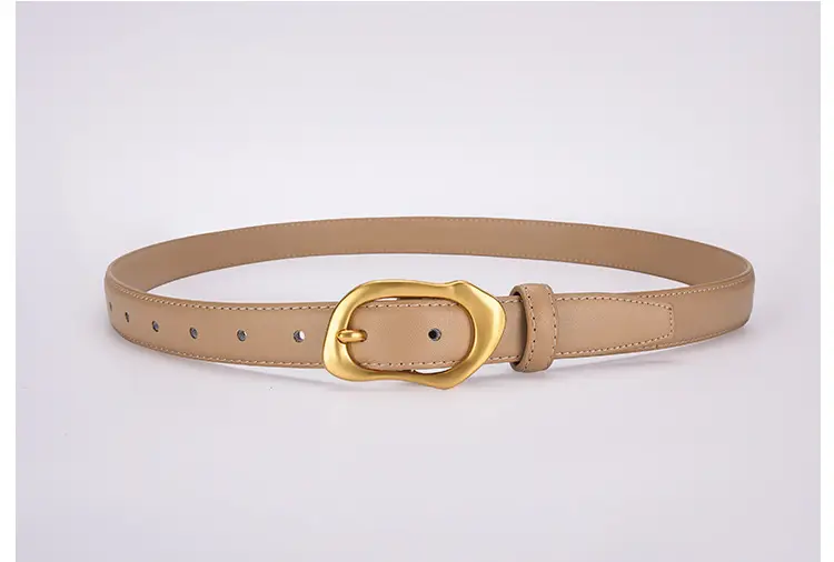 Women's Black Brown Gold Buckle Belt for Summer Matching Skirt — feature 35