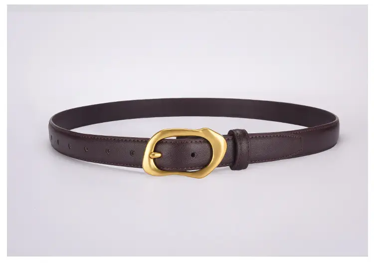 Women's Black Brown Gold Buckle Belt for Summer Matching Skirt — feature 36