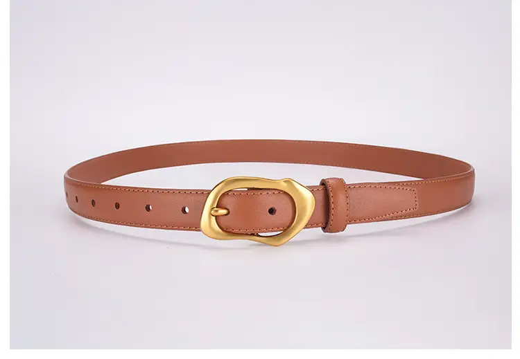 Women's Black Brown Gold Buckle Belt for Summer Matching Skirt — feature 37