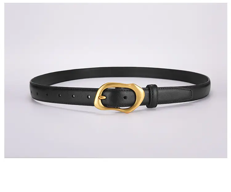 Women's Black Brown Gold Buckle Belt for Summer Matching Skirt — feature 39
