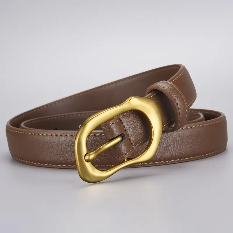 Women's Black Brown Gold Buckle Belt for Summer Matching Skirt