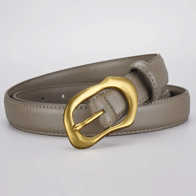 Women's Black Brown Gold Buckle Belt for Summer Matching Skirt