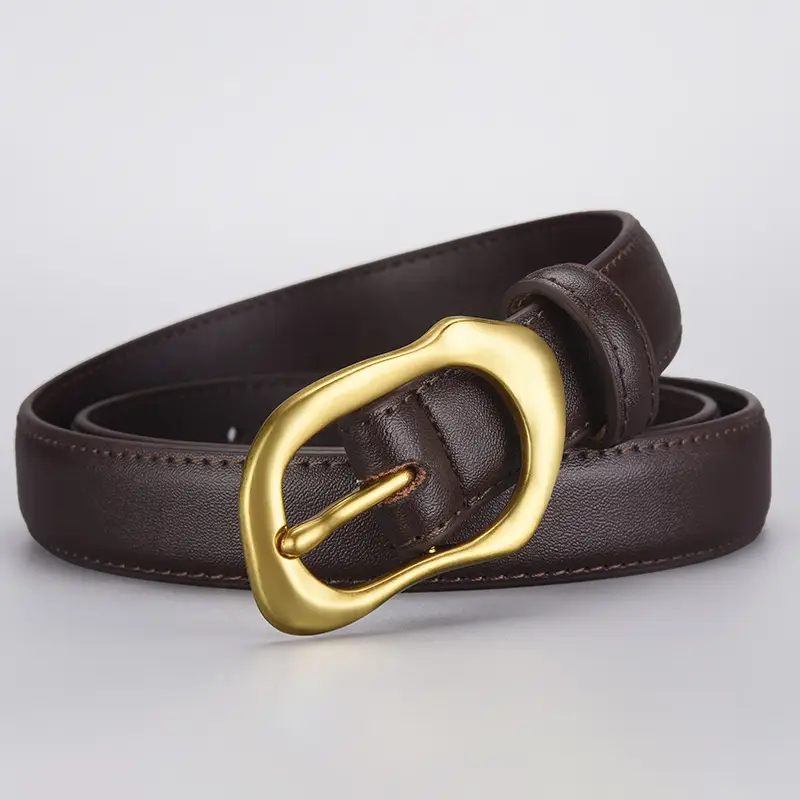 Women's Black Brown Gold Buckle Belt for Summer Matching Skirt