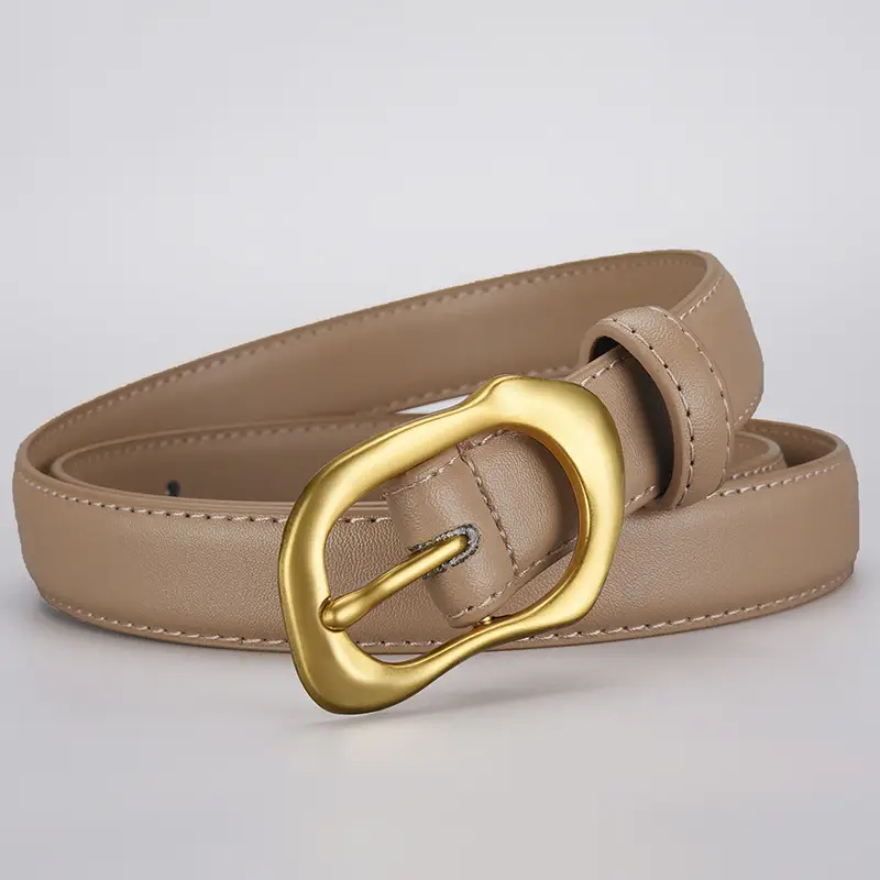 Women's Black Brown Gold Buckle Belt for Summer Matching Skirt