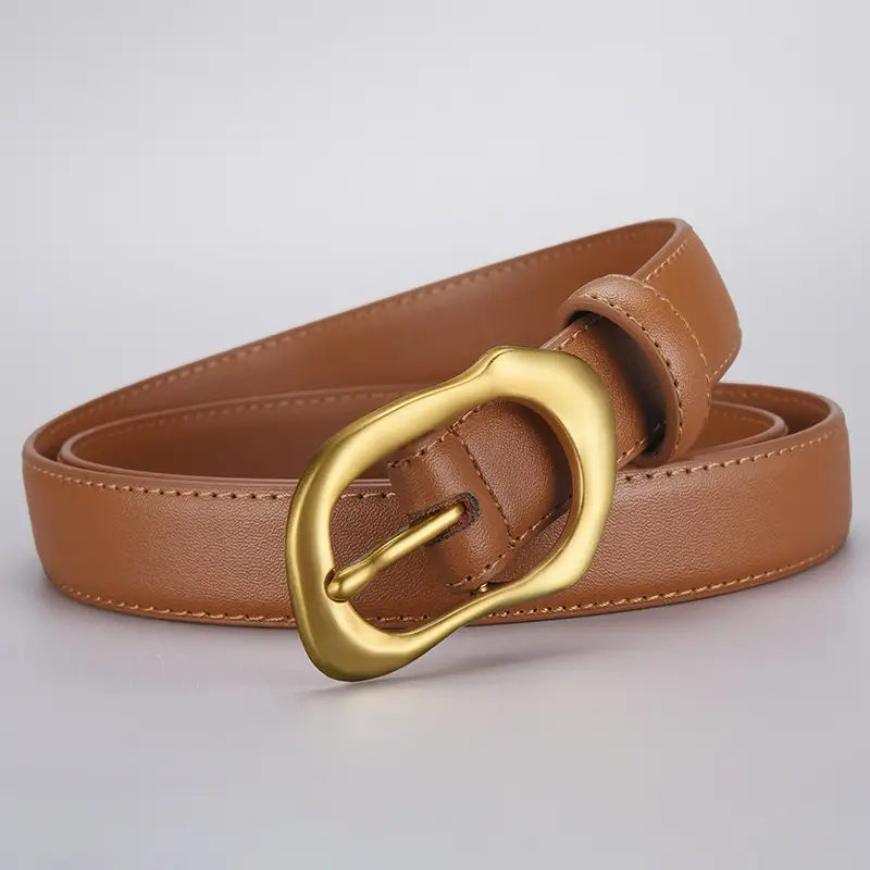 Women's Black Brown Gold Buckle Belt for Summer Matching Skirt