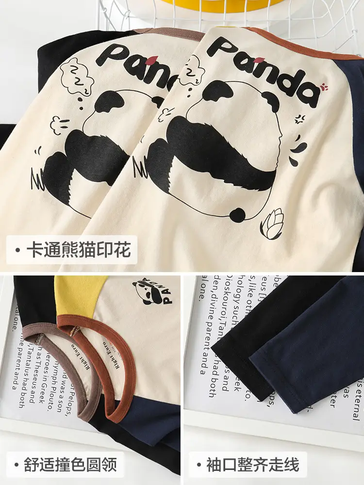 Right European Boys T-Shirt Panda Print Spring Autumn Baby Base Shirt - Image 9
