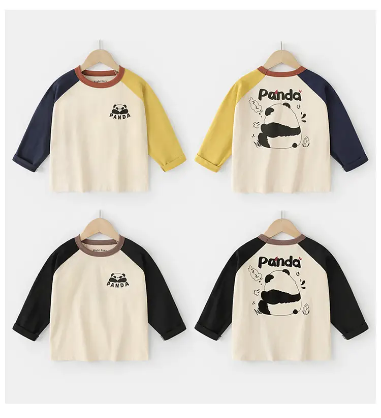 Right European Boys T-Shirt Panda Print Spring Autumn Baby Base Shirt β feature 3