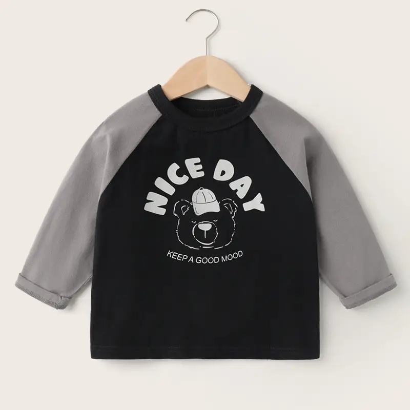 Kids Nice Day T-Shirt Black Grey Cotton Long Sleeve - Image 3