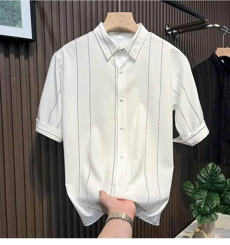 Men Striped Short Sleeve Shirt Black — feature 17