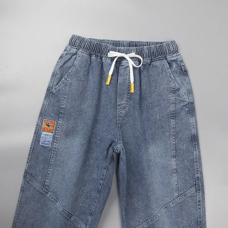 Men Cotton Denim Cropped Jeans Summer Casual - Image 5