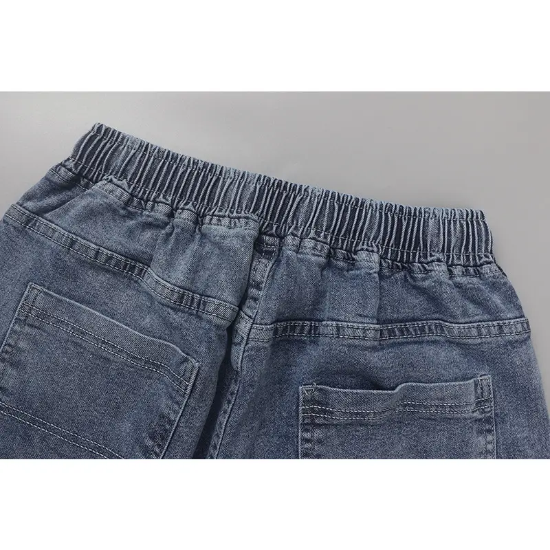 Men Cotton Denim Cropped Jeans Summer Casual - Image 6