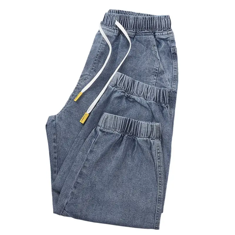 Men Cotton Denim Cropped Jeans Summer Casual - Image 8