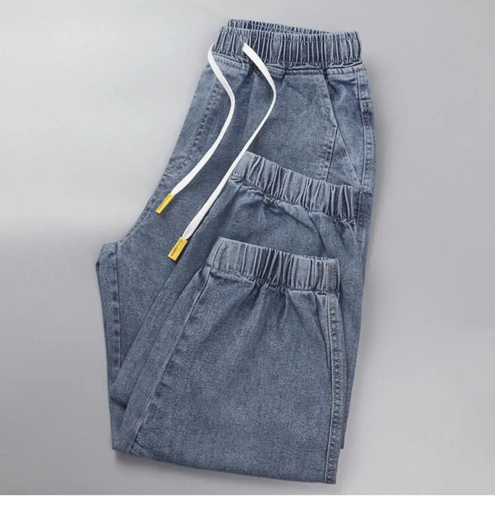 Men Cotton Denim Cropped Jeans Summer Casual — feature 5