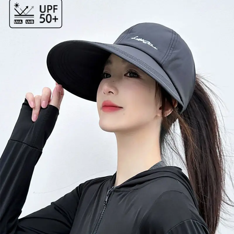 Women Anti-UV Sun Hat Black Large Brim