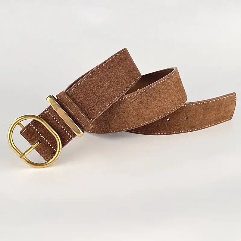 Women's Suede Frosted Belt with Silver Buckle - Image 18