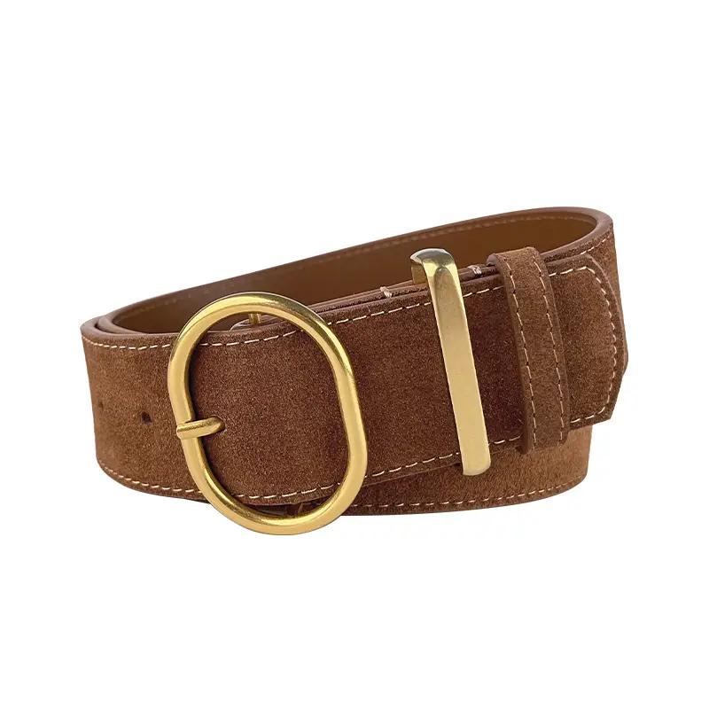 Women's Suede Frosted Belt with Silver Buckle - Image 19