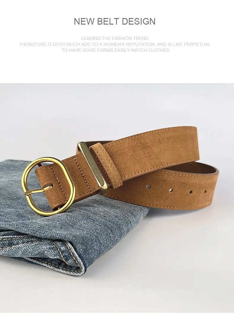 Women's Suede Frosted Belt with Silver Buckle — feature 12