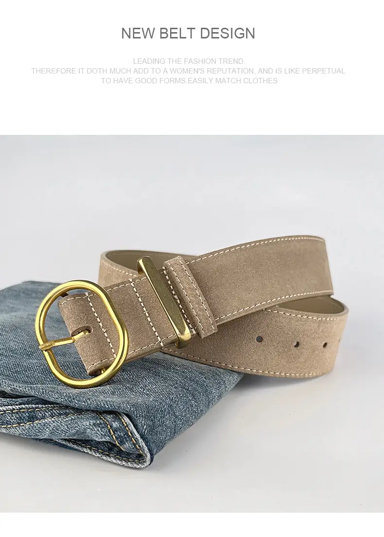 Women's Suede Frosted Belt with Silver Buckle — feature 14