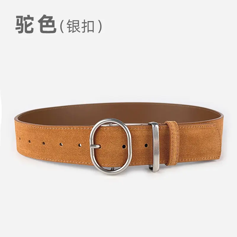 Women's Suede Frosted Belt with Silver Buckle - Image 12