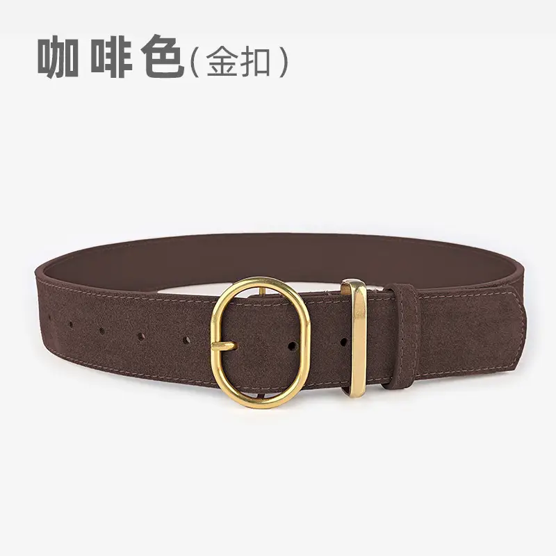 Women's Suede Frosted Belt with Silver Buckle - Image 13