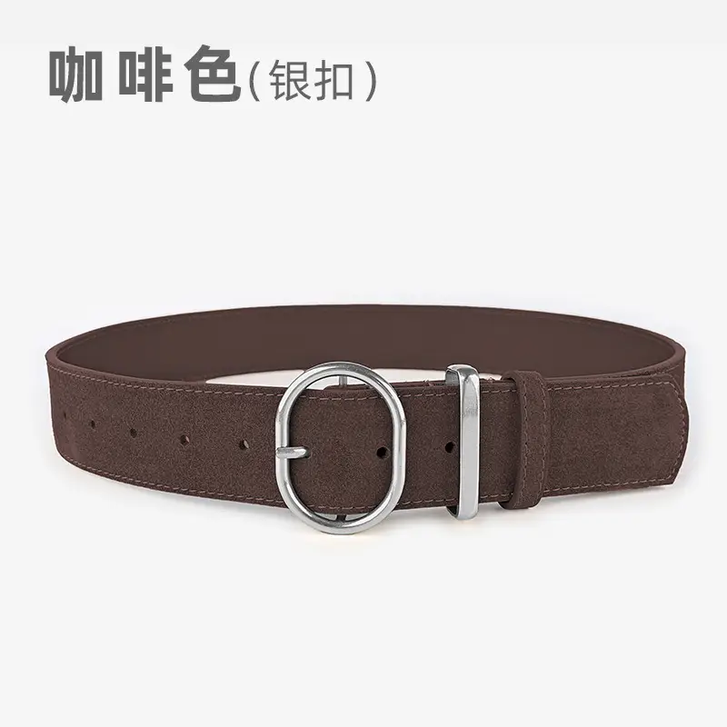 Women's Suede Frosted Belt with Silver Buckle - Image 14