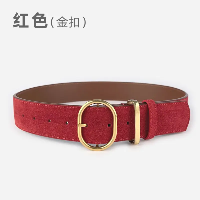 Women's Suede Frosted Belt with Silver Buckle - Image 3