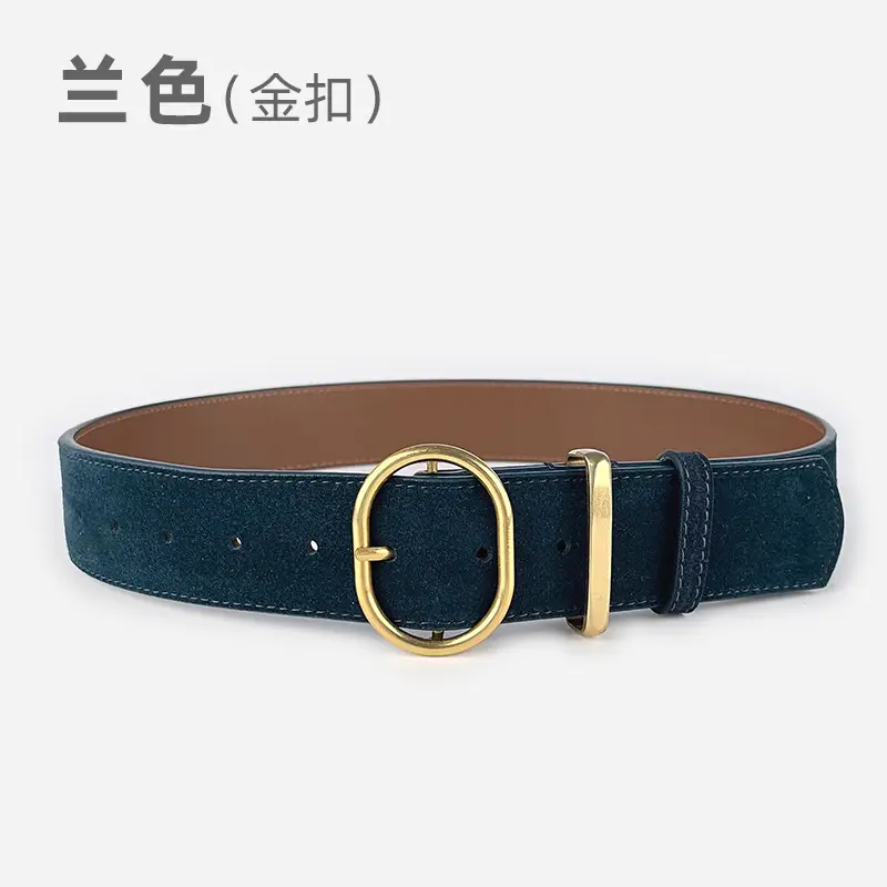 Women's Suede Frosted Belt with Silver Buckle - Image 4