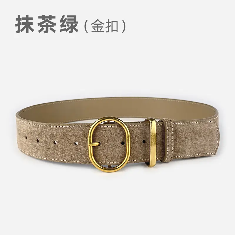 Women's Suede Frosted Belt with Silver Buckle - Image 5