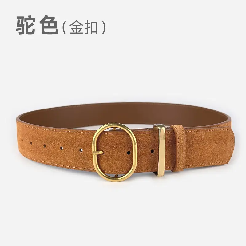 Women's Suede Frosted Belt with Silver Buckle - Image 6