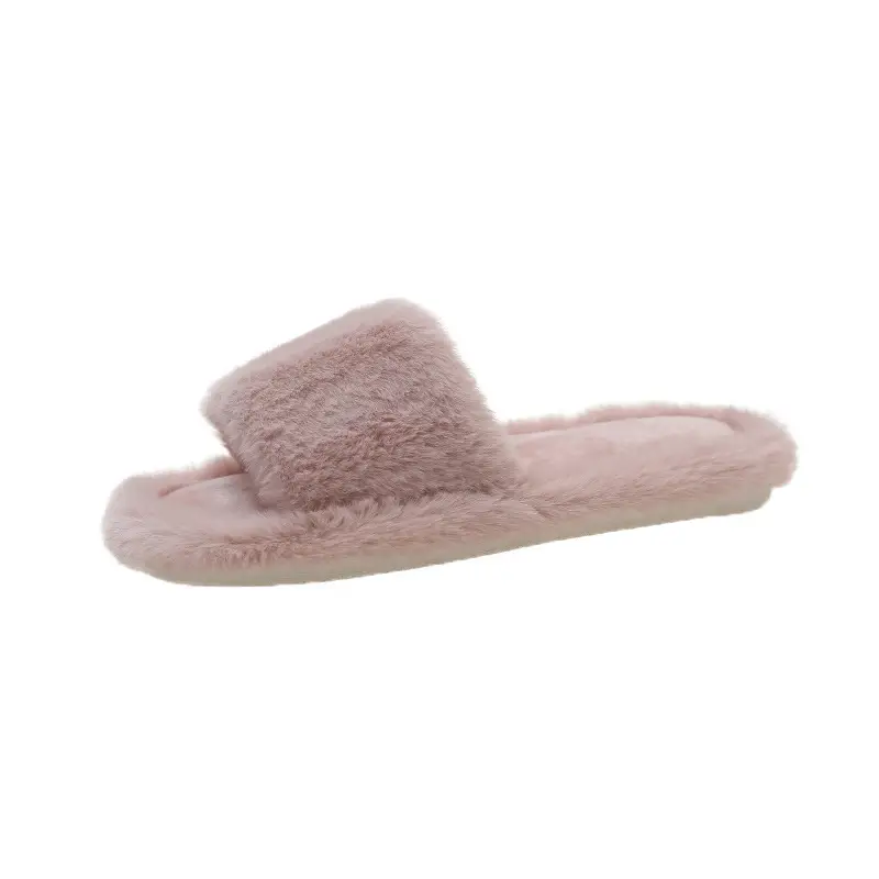 Cross-border Foreign Trade New Home Solid Color Mao Mao Slippers Women's Autumn and Winter Fashion Internet Popular Thickened Warm Floor Cotton Slippers
