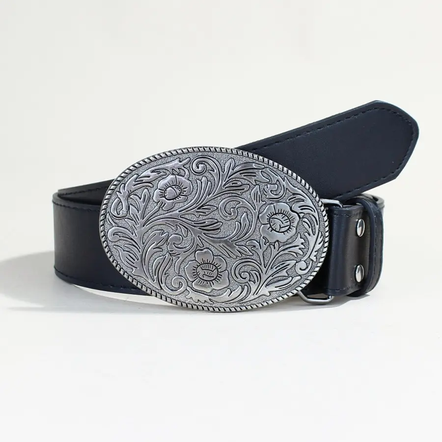 Vintage Metal Buckle Belt for Men Western Dress Shirt