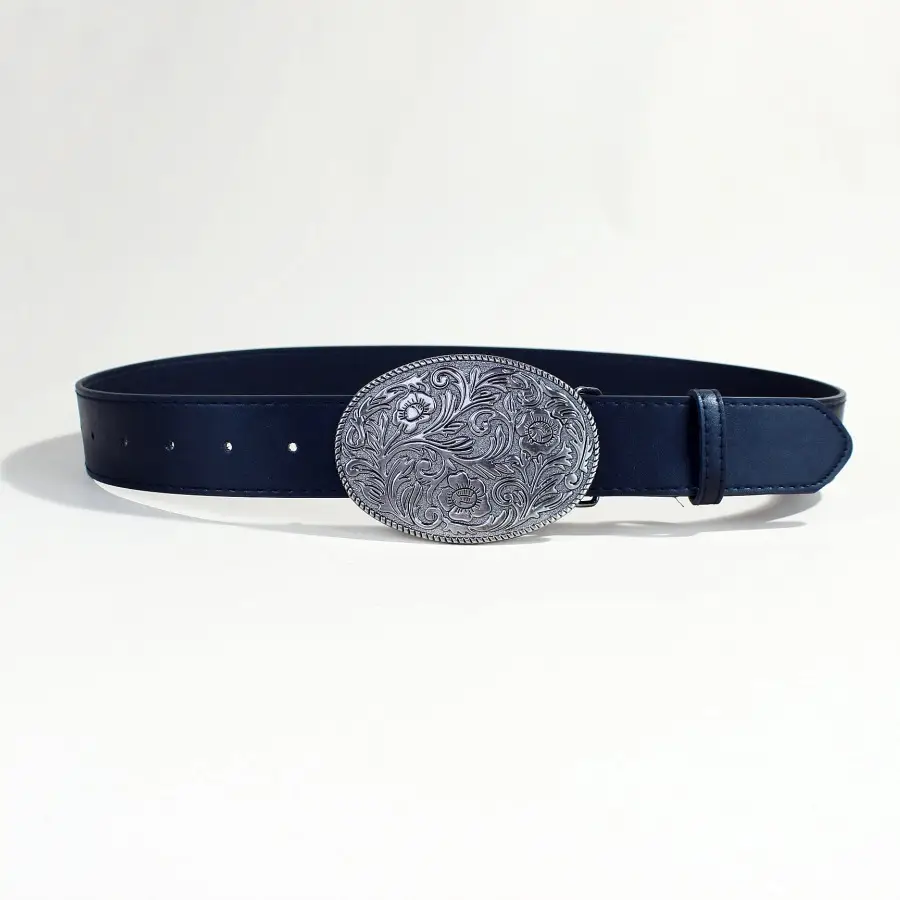 Vintage Metal Buckle Belt for Men Western Dress Shirt