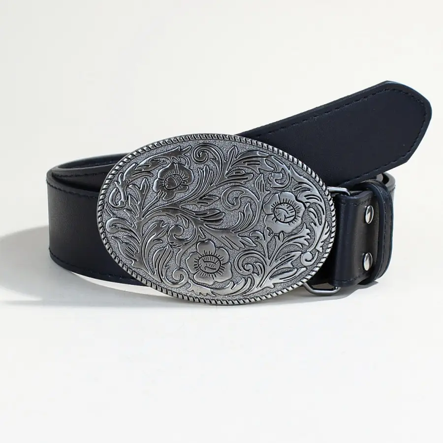 Vintage Metal Buckle Belt for Men Western Dress Shirt — feature 13