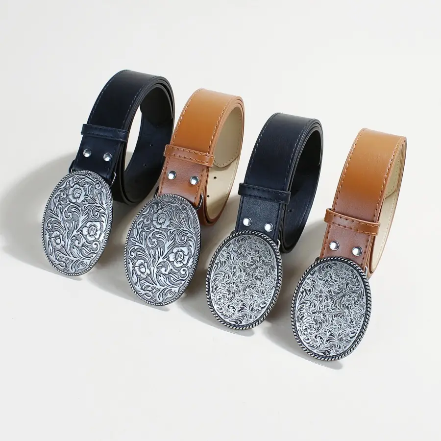 Vintage Metal Buckle Belt for Men Western Dress Shirt — feature 3