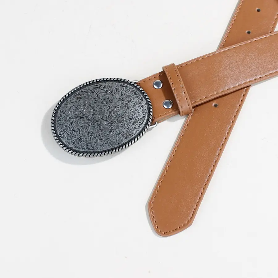 Vintage Metal Buckle Belt for Men Western Dress Shirt — feature 4