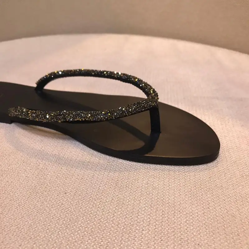 2026 Summer New Style Flip-Flops with Rhinestones, Flat Thong Sandals for Outdoor Wear, Beach Sandals for Women, Black Versatile Style — feature 7