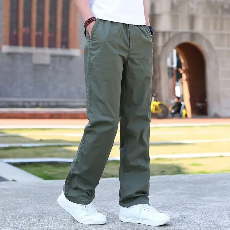 Men's Green Straight Casual Pants 2024 New Summer - Image 5