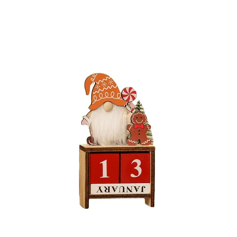 Christmas Faceless Old Man Calendar Ornament Wooden DIY Decor - Image 7