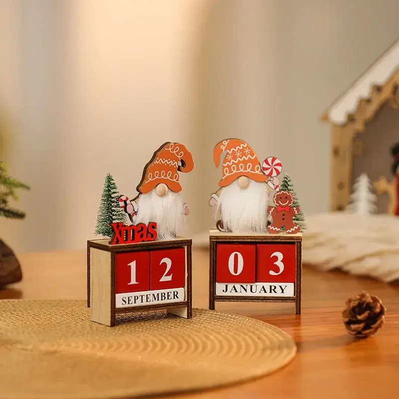 Christmas Faceless Old Man Calendar Ornament Wooden DIY Decor — feature 1