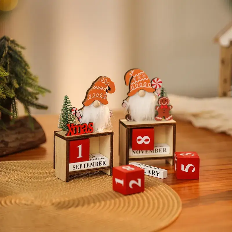 Christmas Faceless Old Man Calendar Ornament Wooden DIY Decor — feature 2