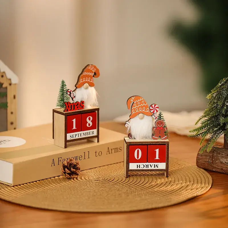 Christmas Faceless Old Man Calendar Ornament Wooden DIY Decor — feature 3