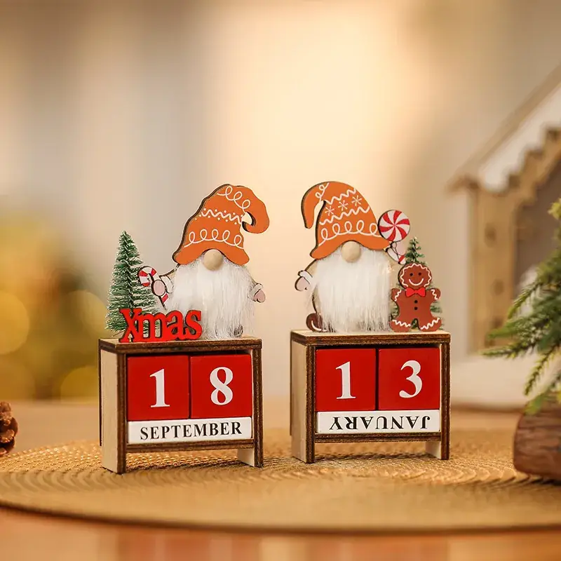 Christmas Faceless Old Man Calendar Ornament Wooden DIY Decor — feature 5