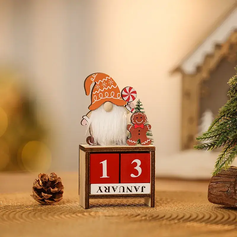 Christmas Faceless Old Man Calendar Ornament Wooden DIY Decor — feature 6