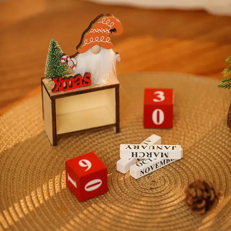 Christmas Faceless Old Man Calendar Ornament Wooden DIY Decor — feature 8
