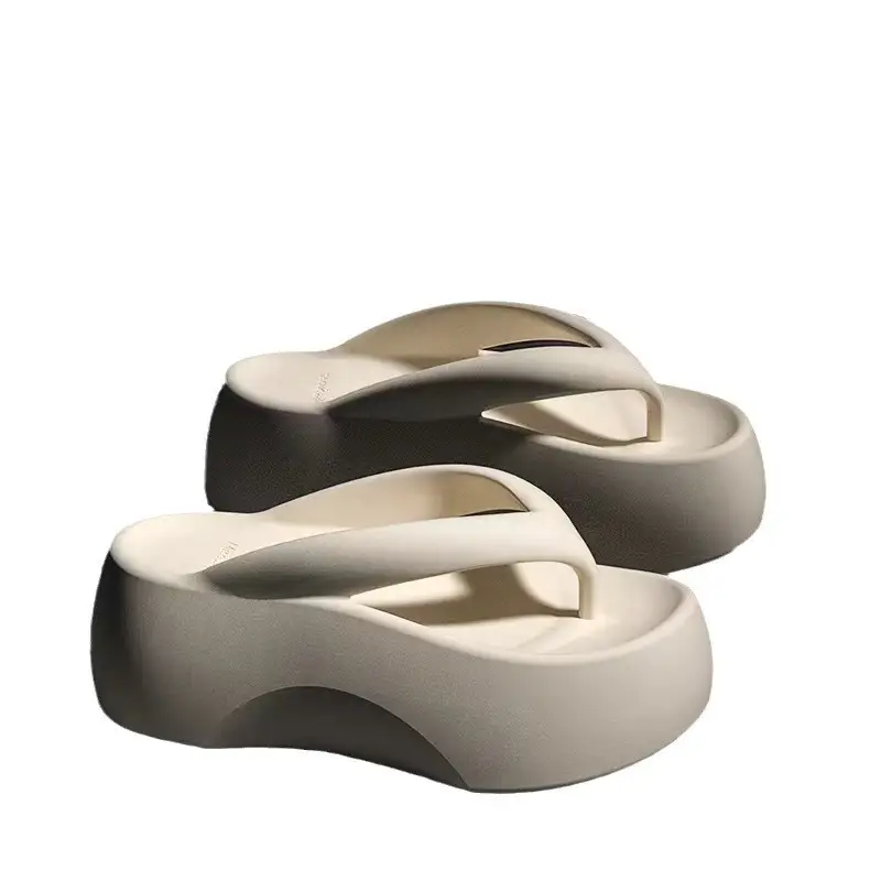 7.0cm Slip-on Feeling Thick Bottom Slippers Women's Outer Wear Summer New Korean Style Clip Flip-flops Casual High Heel Slippers